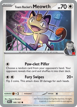 Team Rocket's Meowth 149/182 Common Destined Rivals Pokemon Near Mint - Image 1