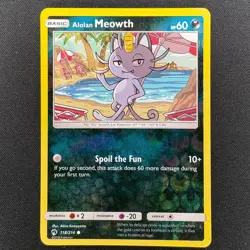 Alolan Meowth 118/214 Common Lost Thunder Pokemon Reverse Holo MP - Image 1