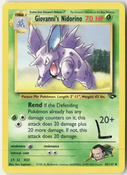 Giovanni's Nidorino 45/132 Uncommon Gym Challenge Pokemon Unlimited LP - Image 1