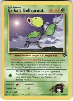 Erika's Bellsprout 38/132 Uncommon Gym Challenge Pokemon Unlimited MP - Image 1