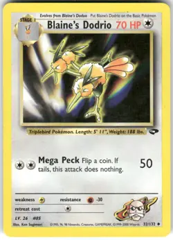 Blaine's Dodrio 32/132 Uncommon Gym Challenge Pokemon Unlimited Heavily Played - Image 1