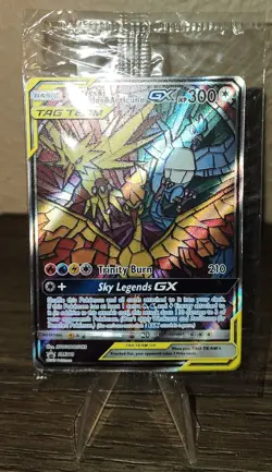 Moltres & Zapdos & Articuno GX SM210 Hidden Fates Promo TAG TEAM Stained Glass - Image 1