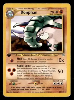Donphan 21/111 Rare Neo Genesis Pokemon Unlimited Lightly Played - Image 1