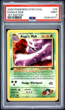 2000 Pokemon Gym Challenge 26 Koga's Muk 1st Edition PSA 9 Mint - Image 1