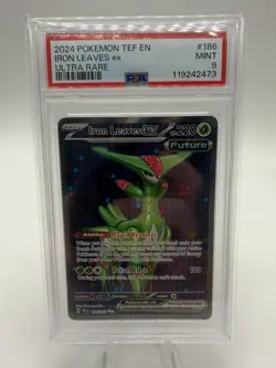 2024 POKEMON TEMPORAL FORCES TEF EN #186 IRON LEAVES EX F/A PSA 9 - Image 1