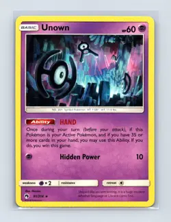 Unown 91/214 Rare Lost Thunder Pokemon Lightly Played - Image 1