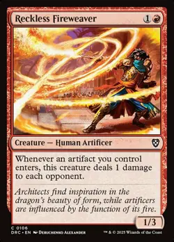 NM-Mint, English MTG Regular Reckless Fireweaver Commander: Aetherdrift Magic th - Image 1