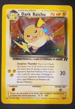 Pokemon Dark Raichu Team Rocket 83/82 Holo VLP Vintage Amazing Condition Secret - Image 1
