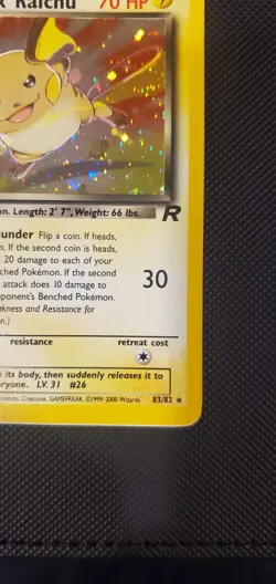 Pokemon Dark Raichu Team Rocket 83/82 Holo VLP Vintage Amazing Condition Secret - Image 4