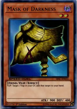 Mask of Darkness SBSC-EN033 Speed Duel: Scars of Battle Yu-Gi-Oh 1st Edition LP - Image 1