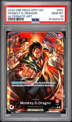 2024 One Piece OP07 EN Monkey D Dragon Alternate Art #001 PSA 10 Card Gem Mint - Image 1