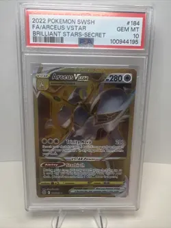 PSA 10 Arceus VSTAR 184 Secret Rare 2022 Brilliant Stars Graded Pokemon Card - Image 1