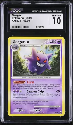 CGC 10 GEM MINT Gengar 16/99 Arceus Non Holo Rare Pokemon Card - Image 1
