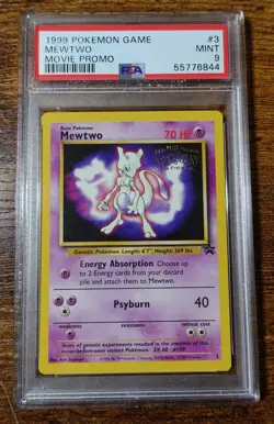 Mewtwo Black Star Promo 3 PSA 9 Movie Promo 1999 Pokemon Card Graded - Image 1