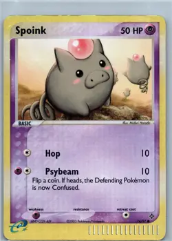 Spoink 74/97 EX Dragon Reverse Holo Pokemon Card TCG - Image 1