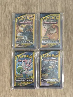 Pokemon TCG Sun & Moon Unbroken Bonds Booster Pack Artset/4 Packs/3 Cards/Pack - Image 1