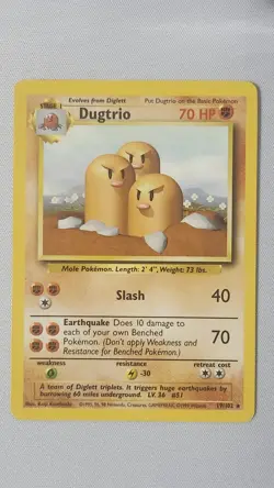 Dugtrio 19/102 Pokemon Card TCG Base Set Unlimited Non Holo MP - Image 1