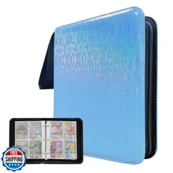 JIAMEIXING Sparkly Trading Card Binder 4-Pocket Zippered with 50 - Image 1