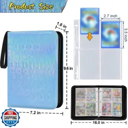 JIAMEIXING Sparkly Trading Card Binder 4-Pocket Zippered with 50 - Image 2