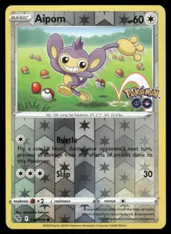 Pokemon Cards Aipom 056/078 Reverse Holo Pokemon GO Common NM *2 - Image 1