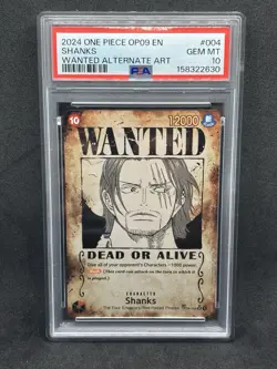 PSA 10 Shanks OP09-004 SP Wanted Poster Emperors in the New World ONE PIECE Card - Image 1