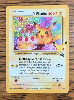 _____'s Pikachu - Birthday - Black Star Promo #24 - Celebrations Pokemon Card-NM - Image 1