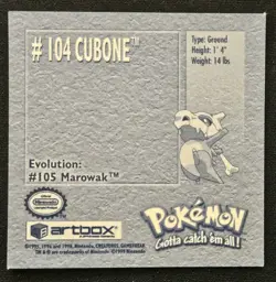 Cubone 104 Artbox Series 1 Stickers Vintage Pokemon Trading Card Game 1999 NM - Image 2