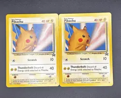Pokemon TCG Pikachu Scratch Thunderbolt WOTC Black Star Promo Pair 2 Cards LP - Image 1