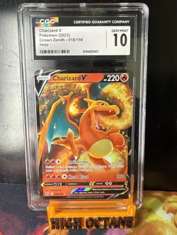 🔥 CGC 10 💎 Mint Charizard V 018/159 Crown Zenith Pokemon Card - Image 1