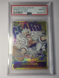 One Piece TCG Monkey.D.Luffy OP05-119 SEC Alt Art PSA 10 English - Image 1