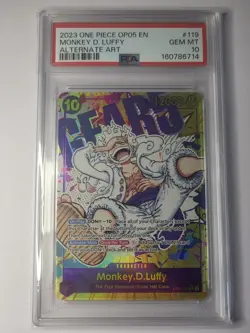 One Piece TCG Monkey.D.Luffy OP05-119 SEC Alt Art PSA 10 English - Image 2
