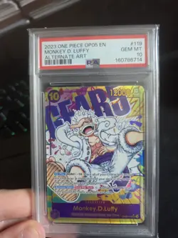 One Piece TCG Monkey.D.Luffy OP05-119 SEC Alt Art PSA 10 English - Image 4