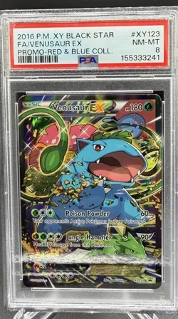 2016 POKEMON XY PROMO RED & BLUE COLLECTION FULL ART/VENUSAUR EX PSA 8 - Image 1