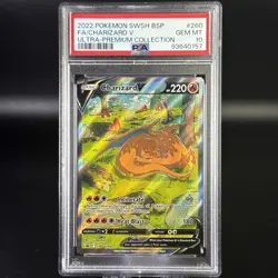 2022 POKEMON SWSH BLACK STAR PROMO #260 FULL ART/CHARIZARD V PSA 10 - Image 1