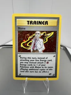 Blaine 17/132 (Unlimited Holo) (NM) SWIRL 🌀Gym Challenge G2 Pokemon - Image 1