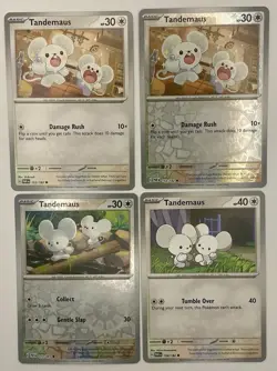 4 Tandemaus Cards Paradox Rift + Paldean Fates 2 Reverse Holos Pokemon TCG. - Image 1