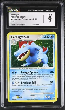 CGC 9 MINT Feraligatr 2007 Mysterious Treasures 8/123 Holo Pokemon Card - Image 1