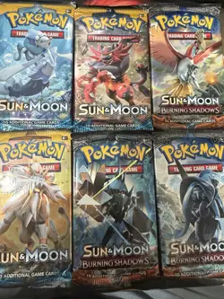 Pokemon TCG 6 Booster Packs Sun & Moon Burning Shadows Solgaleo Ho-Oh Necrozma - Image 1