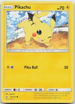 Pikachu 54/214 Common Unbroken Bonds Pokemon Near Mint - Image 1