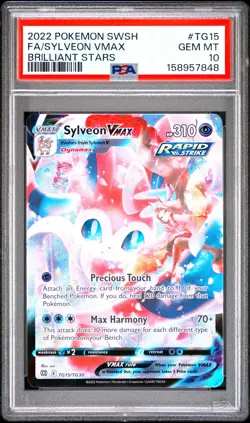 2022 POKEMON SWORD & SHIELD BRILLIANT STARS #TG15 FULL ART/SYLVEON VMAX PSA 10 - Image 1