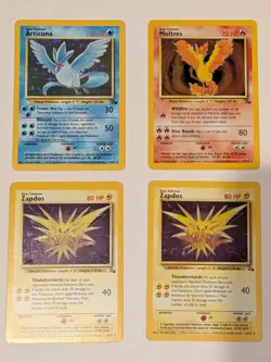 Pokemon FOSSIL HOLO RARE FULL SET of 15 + Bonus Zapdos Cosmos Vintage WotC Cards - Image 2