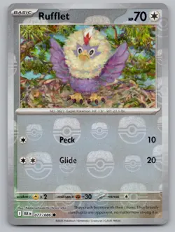 Rufflet (Master Ball Pattern) 077/086 Holo Common Black Bolt Pokemon NM/M - Image 1