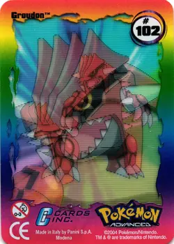 Pokemon Advanced 2004 Panini Lenticular Action Card #102 Groudon LP - Image 1
