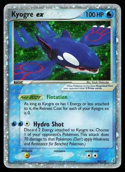 Kyogre ex 95/100 Holo Crystal Guardians Pokemon Card creased - Image 1