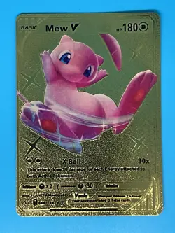 Pokemon Mew V Custom Gold Foil Fan Art Card - Image 1