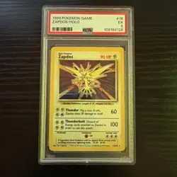 1999 Pokemon TCG Base Set Unlimited Zapdos Holo Rare Card 16/102 PSA 5 - Image 1