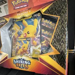 Pokemon TCG Shining Fates Pikachu V Collection Box English 4-Card Foil Holo - Image 3