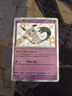 Pokemon TCG Mimikyu Scarlet & Violet Paldean Fates Holo Shiny Rare Card 160/091 - Image 1