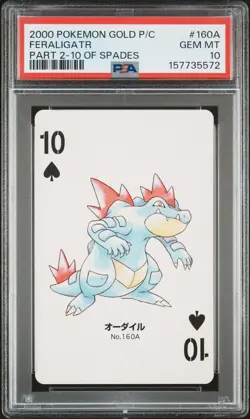 2000 POKEMON GOLD VERSION PART 2 PLAYING CARDS 10 OF SPADES FERALIGATR PSA 10 - Image 1