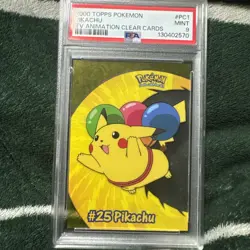 Pokemon Pikachu TV Animation Clear Cards 2000 Topps #PC1 #25 Mint PSA 9. Low Pop - Image 1